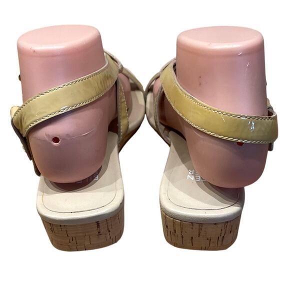 Eileen Fisher Yellow Leather Buckle Closure Espadrille Wedge Sandal Size 8 EUC - Picture 3 of 7